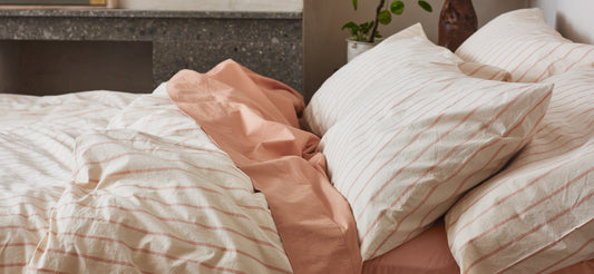 Piglet in Bed Blue Pink Slumber Stripe 100% Cotton Bedding