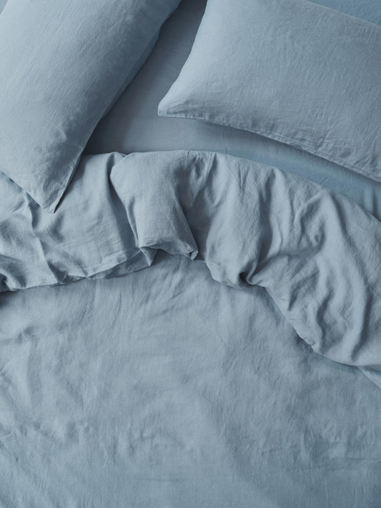 Dusk Blue Linen Blend Duvet Cover