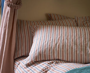 Warm Clay Somerley Stripe Linen Blend Pillowcases (Pair)