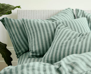 Pine Green Pembroke Stripe Linen Blend Pillowcases (Pair)