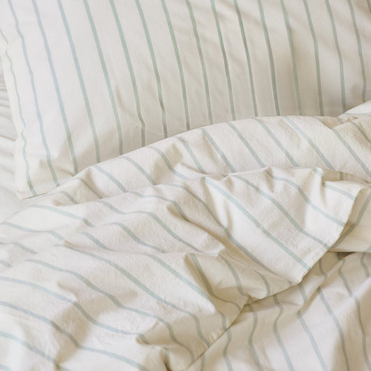 Mellow Green Slumber Stripe Kids Cotton Bedding Set