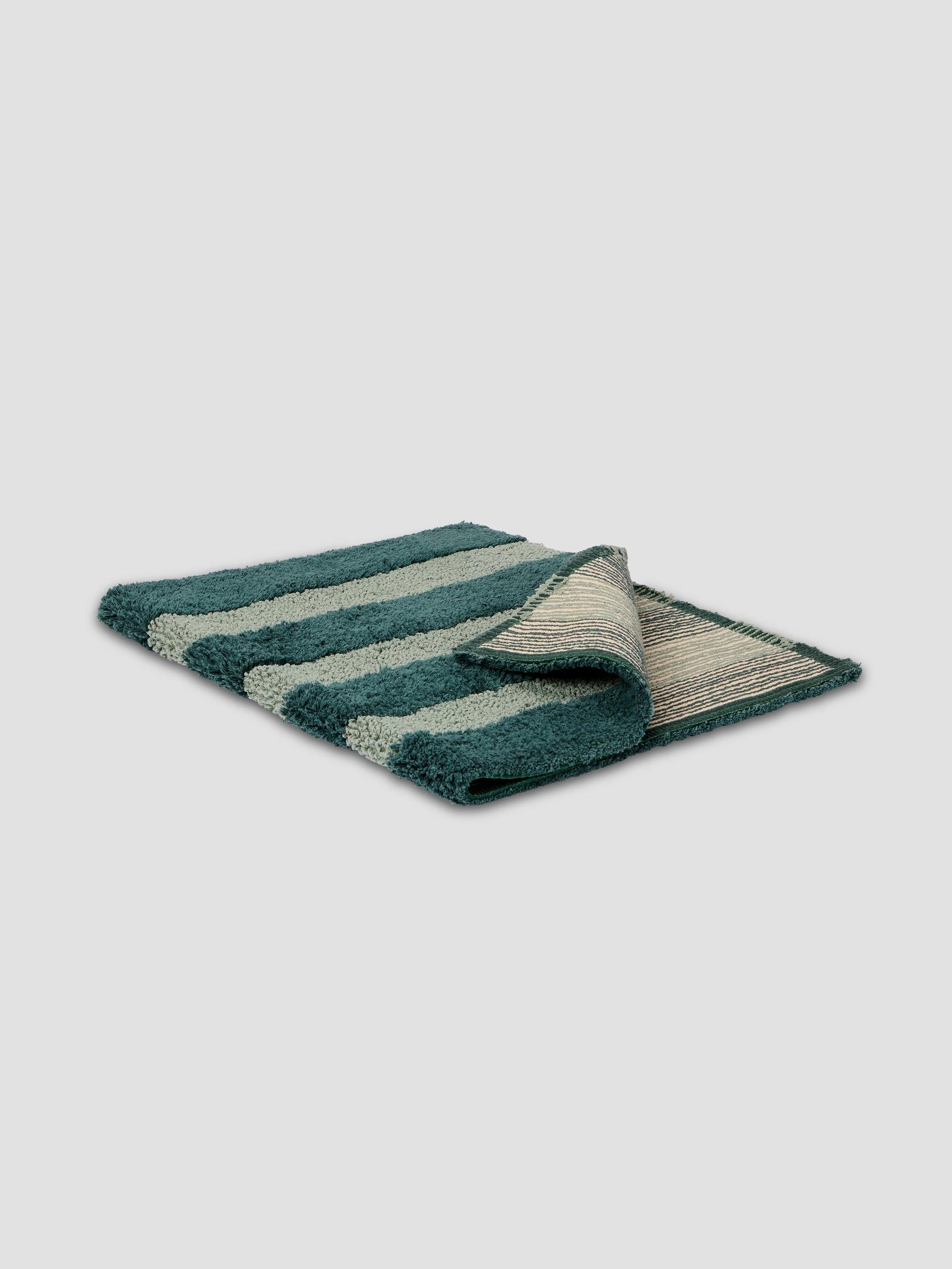 Pine Green Pembroke Stripe Cotton Bath Mat