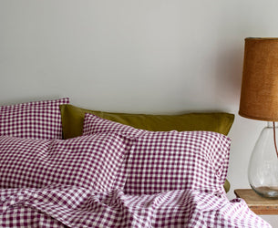 Berry Gingham Linen Blend Pillowcases (Pair)