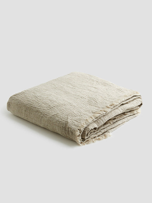 Oatmeal Linen Crinkle Throw