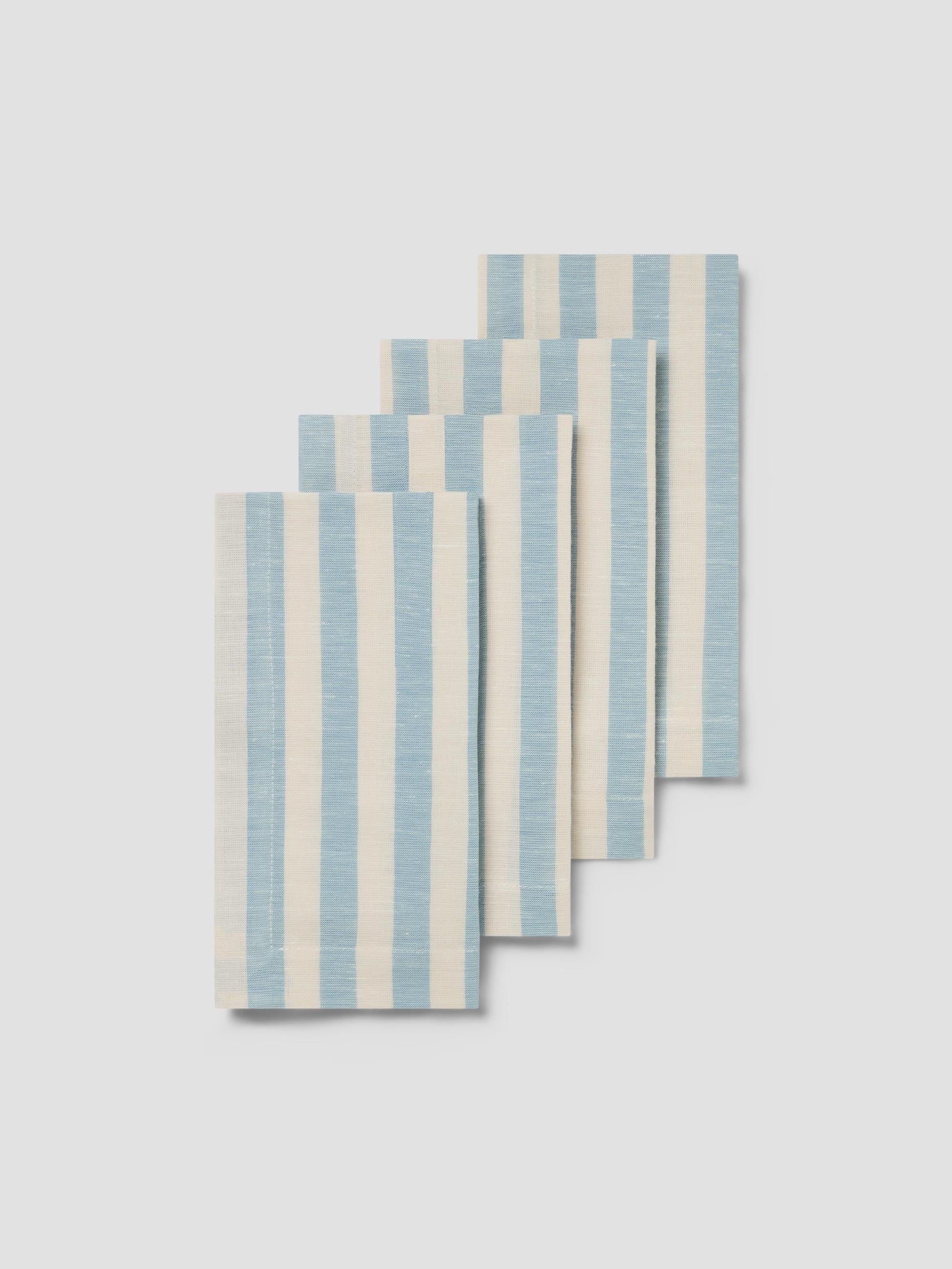Coastal Blue Pembroke Stripe Linen Blend Napkin Set of 4