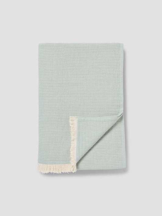 Elm Green Cotton Textured Throw
