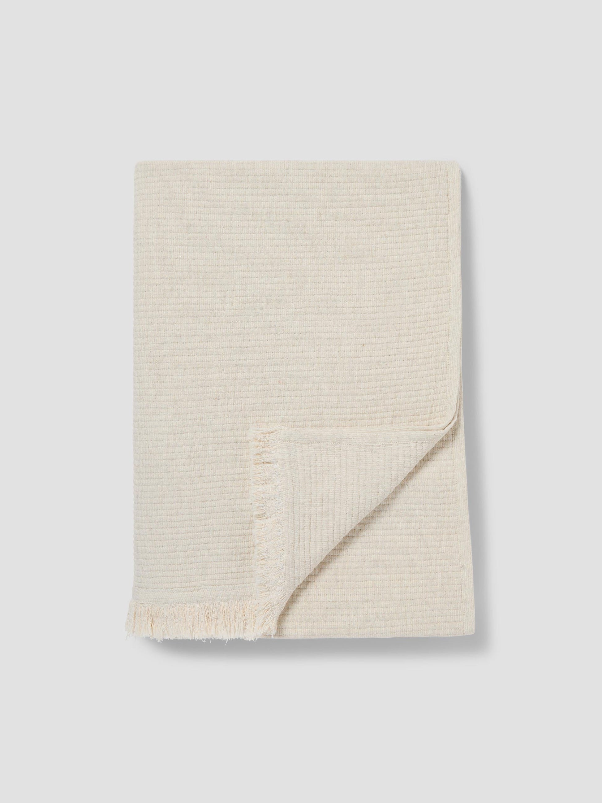 Oatmeal Cotton Textured Throw