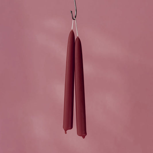 Claret Beeswax Dining Candles Set of 2