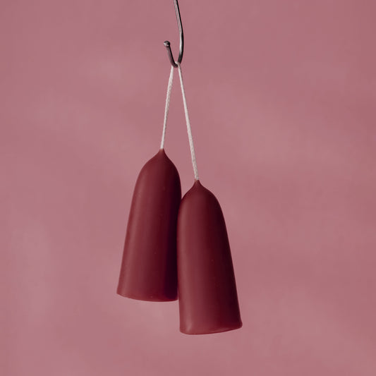 Claret Beeswax Stubby Candles Set of 2