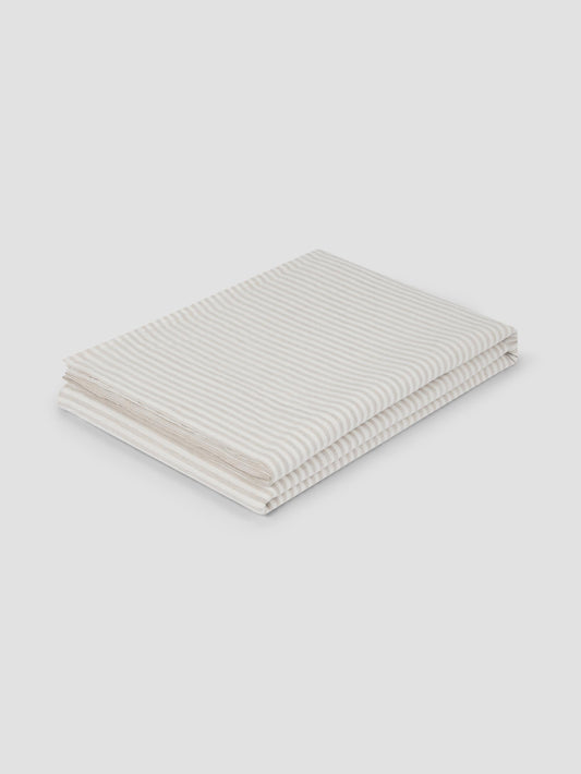 Oatmeal Stripe Linen Blend Flat Sheet