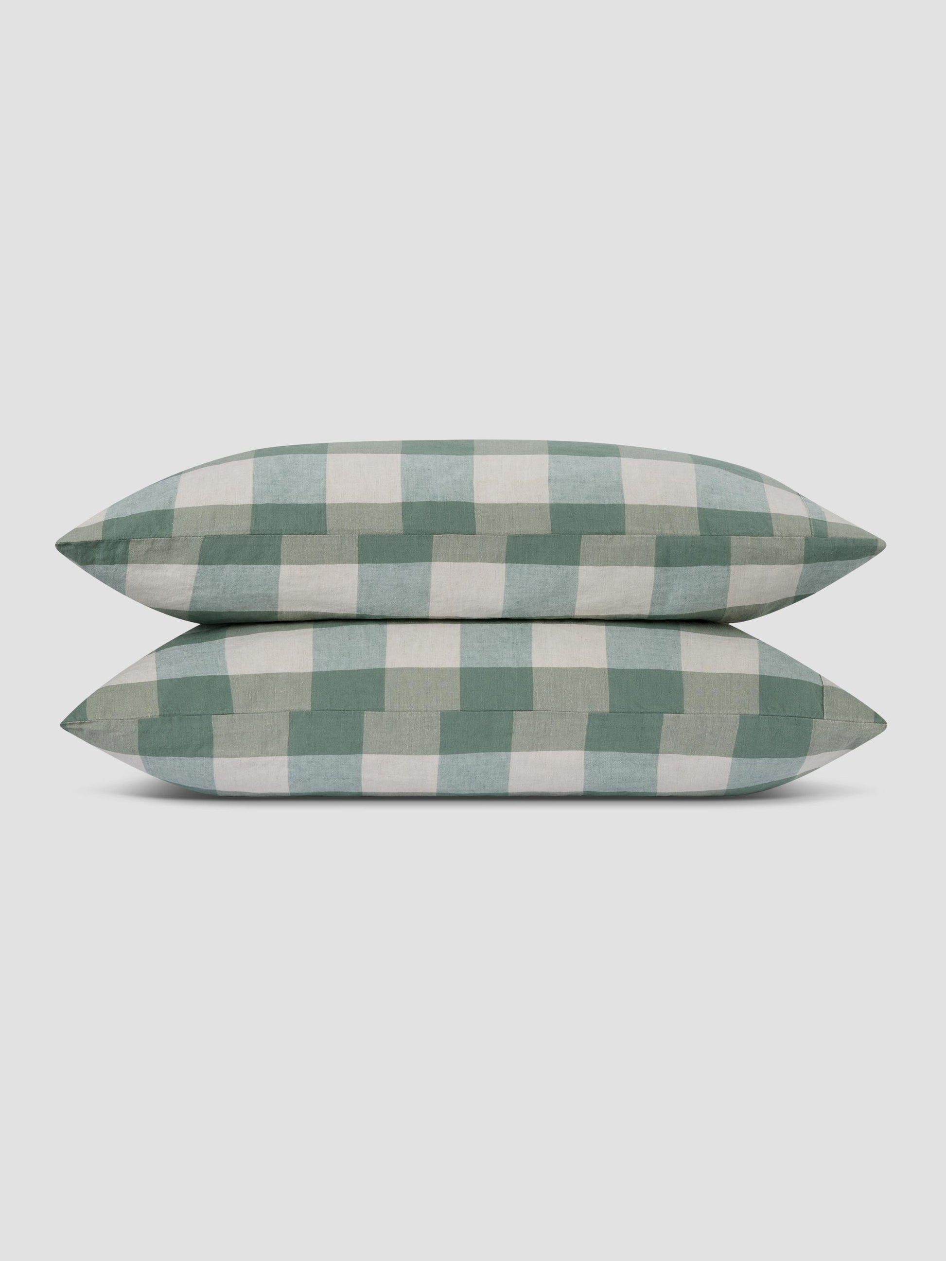 Elm Green Emsworth Check Linen Blend Pillowcases (Pair)