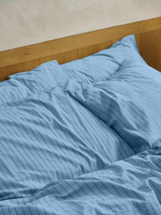 Pale Blue Favourite Shirt Stripe Cotton Pillowcases (Pair)