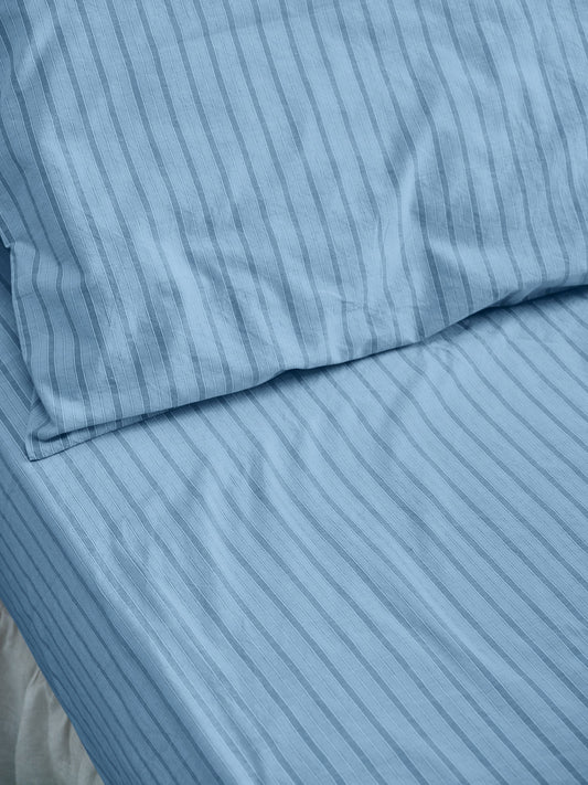 Pale Blue Favourite Shirt Stripe Cotton Fitted Sheet