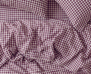 Berry Gingham Linen Blend Duvet Cover