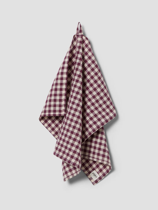 Berry Gingham Linen Blend Tea Towel