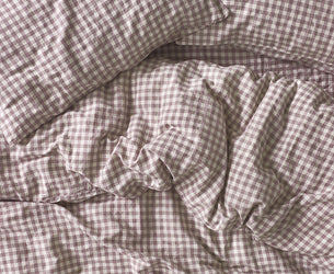 Elderberry Gingham Linen Blend Duvet Cover