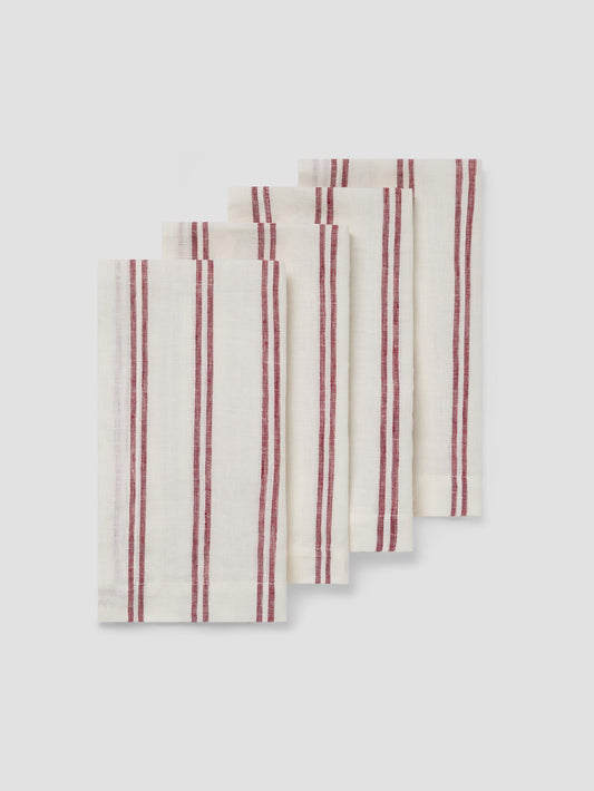 Rhubarb Kemptown Stripe Linen Blend Napkins Set of 4