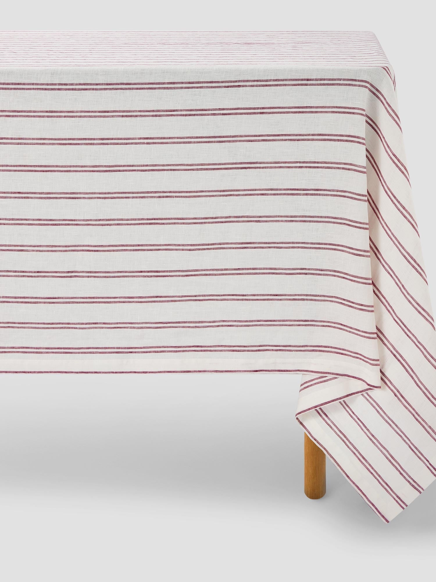 Rhubarb Kemptown Stripe Linen Blend Tablecloth