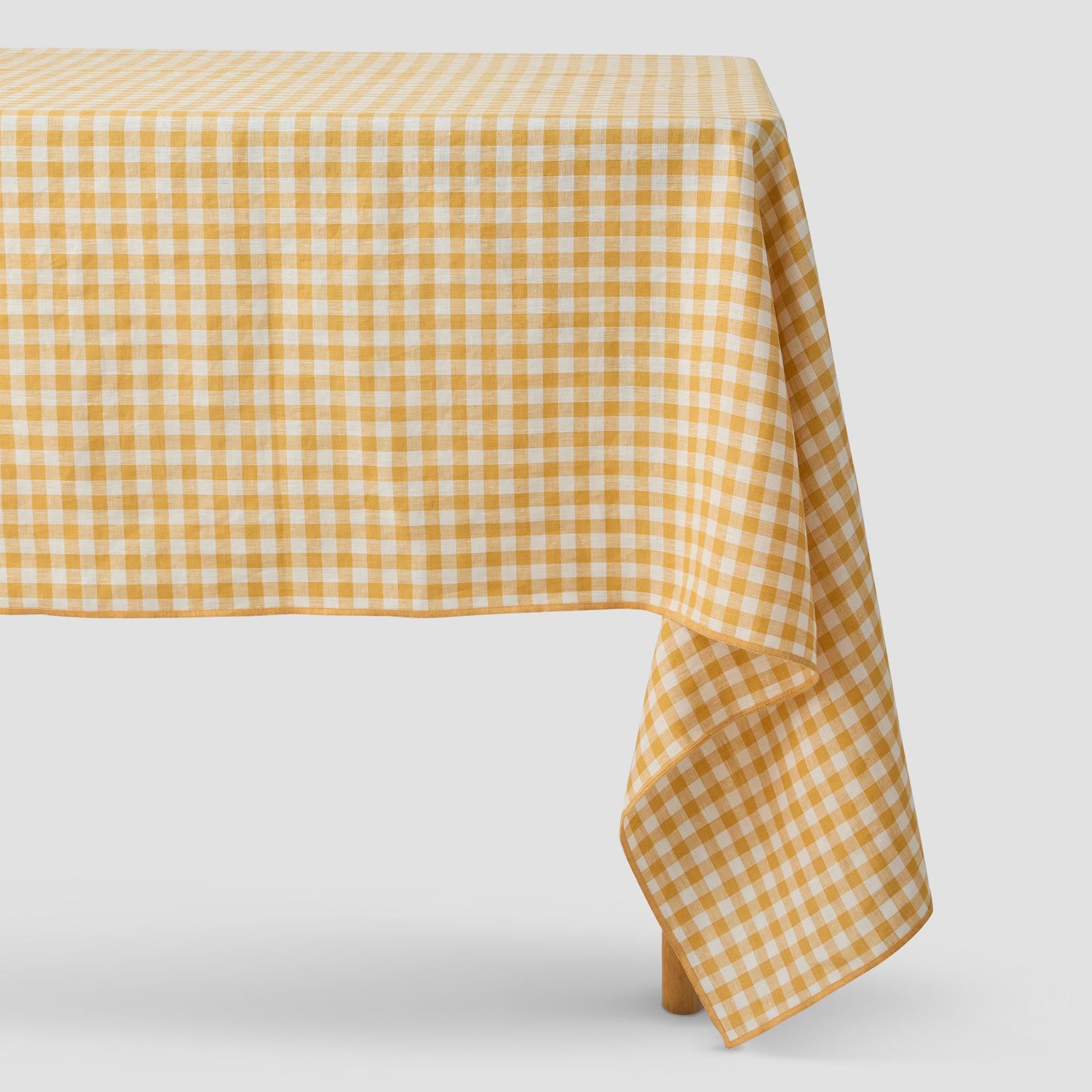 Honey Gingham 100% Linen Tablecloth