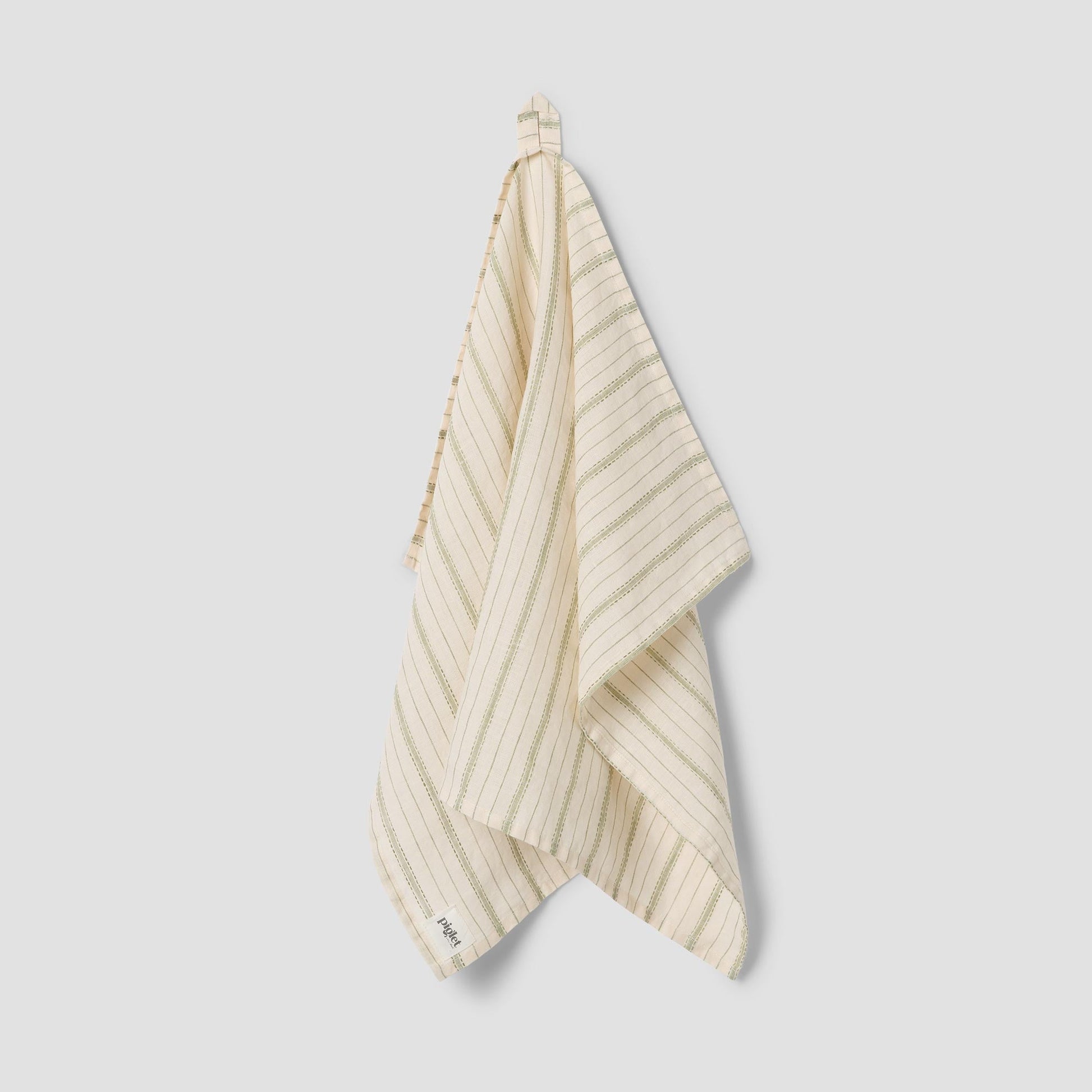 Pear Ticking Stripe 100% Linen Tea Towel