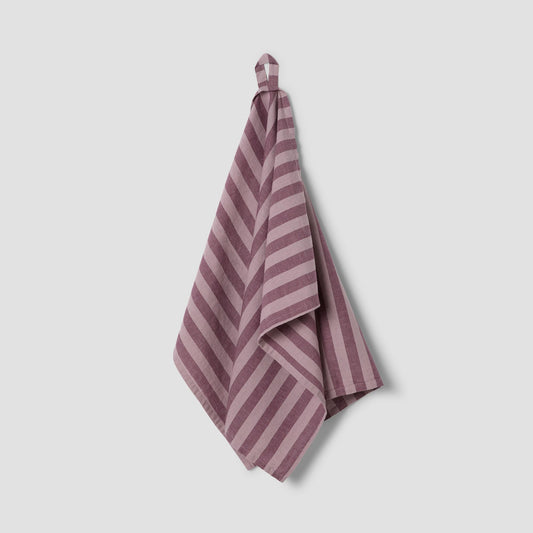Plum Wine Pembroke Stripe Linen Blend Tea Towel