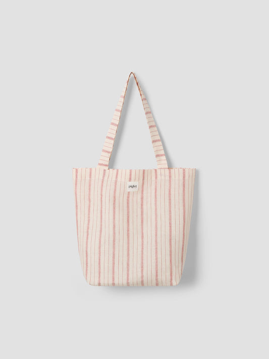 Mineral Red Ticking Stripe 100% Linen Tote Bag
