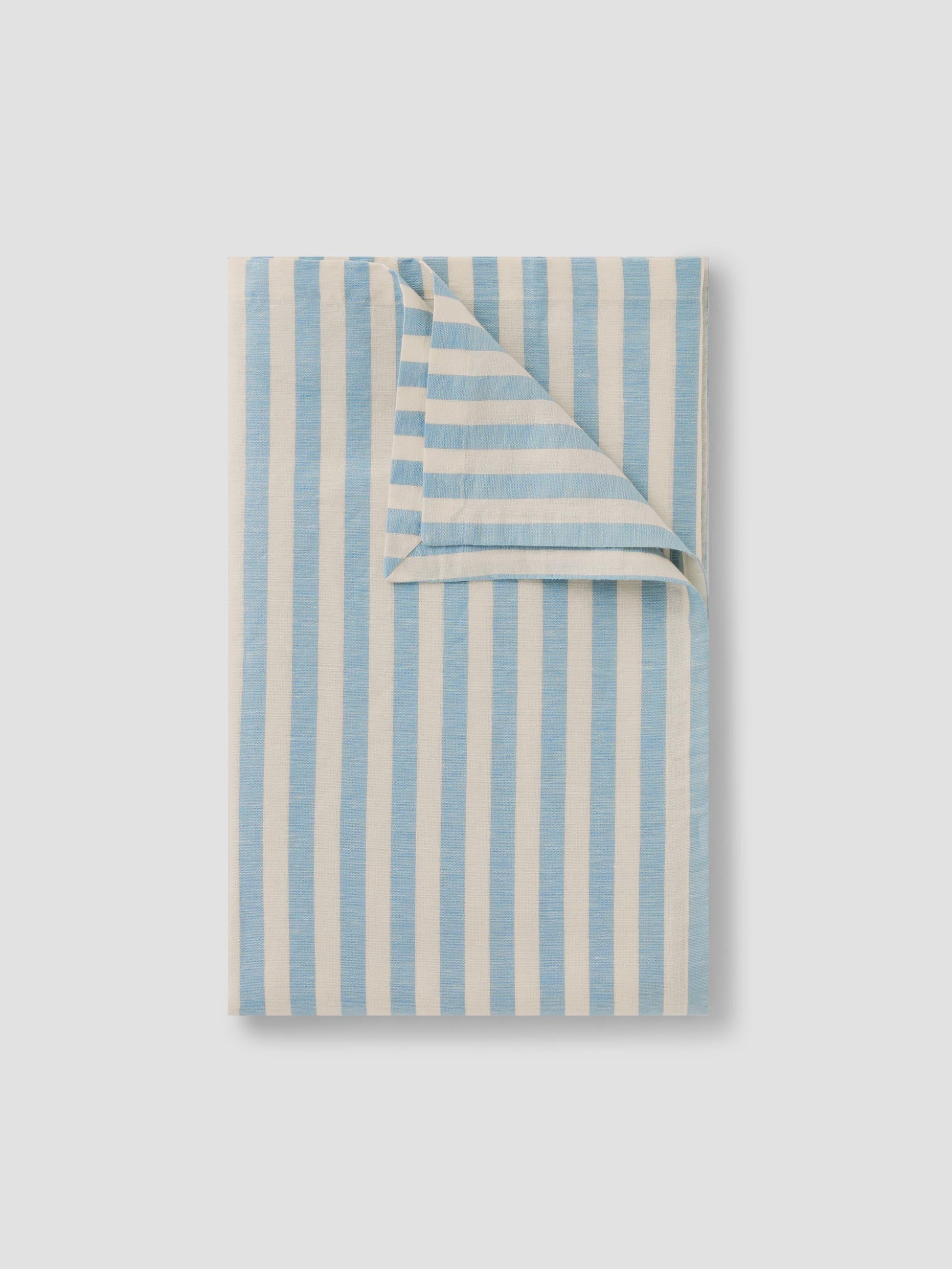 Coastal Blue Pembroke Stripe Linen Blend Table Runner