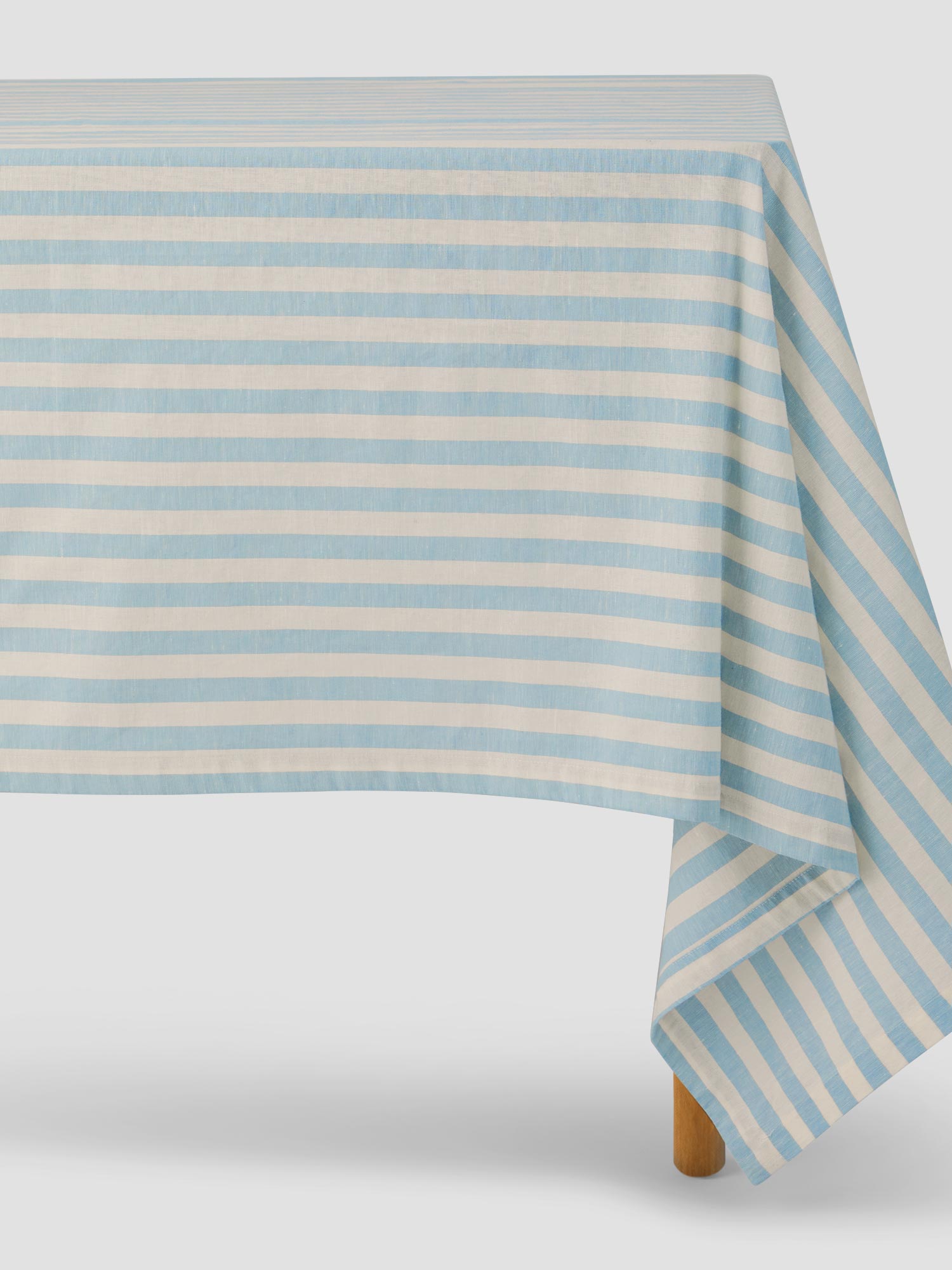 Coastal Blue Pembroke Stripe Linen Blend Tablecloth