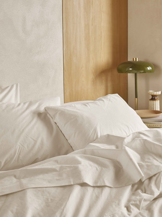 Mindful Cream Washed Cotton Percale Pillowcases (Pair)