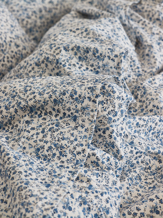 Blue Mini Meadow Cotton Flat Sheet