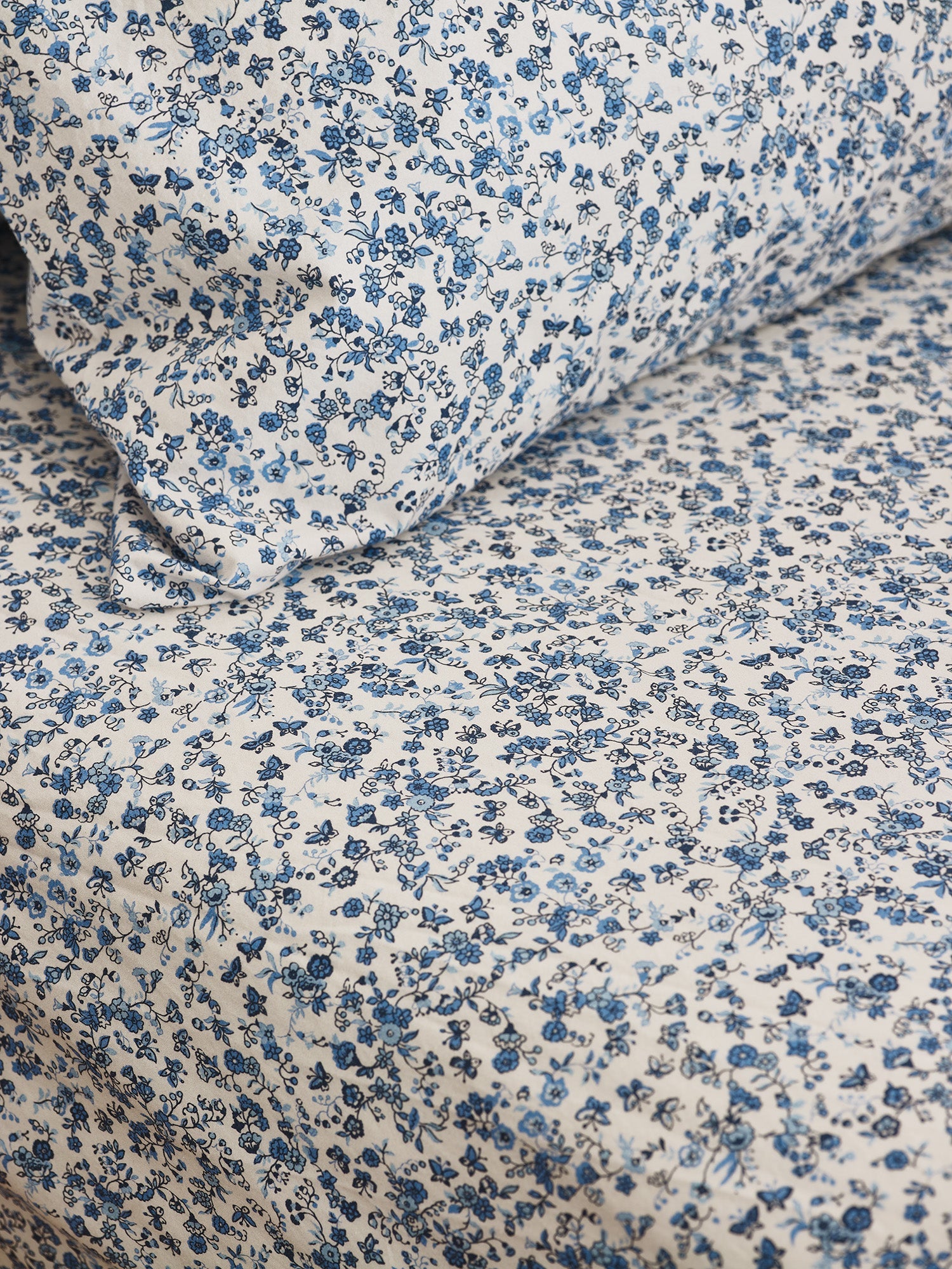 Blue Mini Meadow Cotton Fitted Sheet
