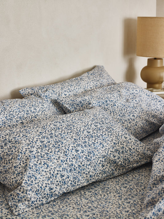 Blue Mini Meadow Cotton Pillowcases (Pair)
