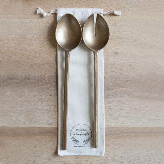Forged Brass Pair of Salad Servers