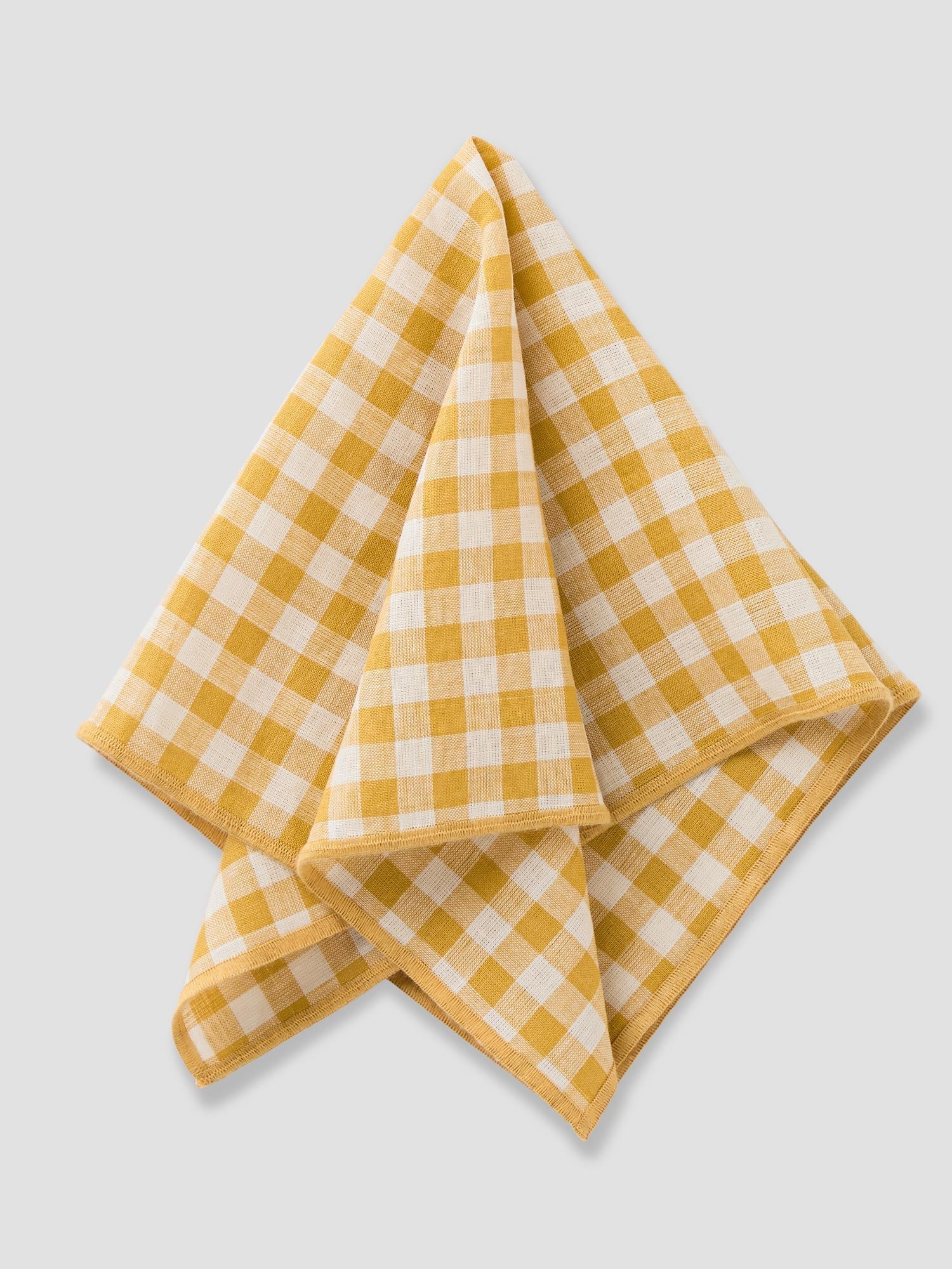 Honey Gingham 100% Linen Napkin Set of 4