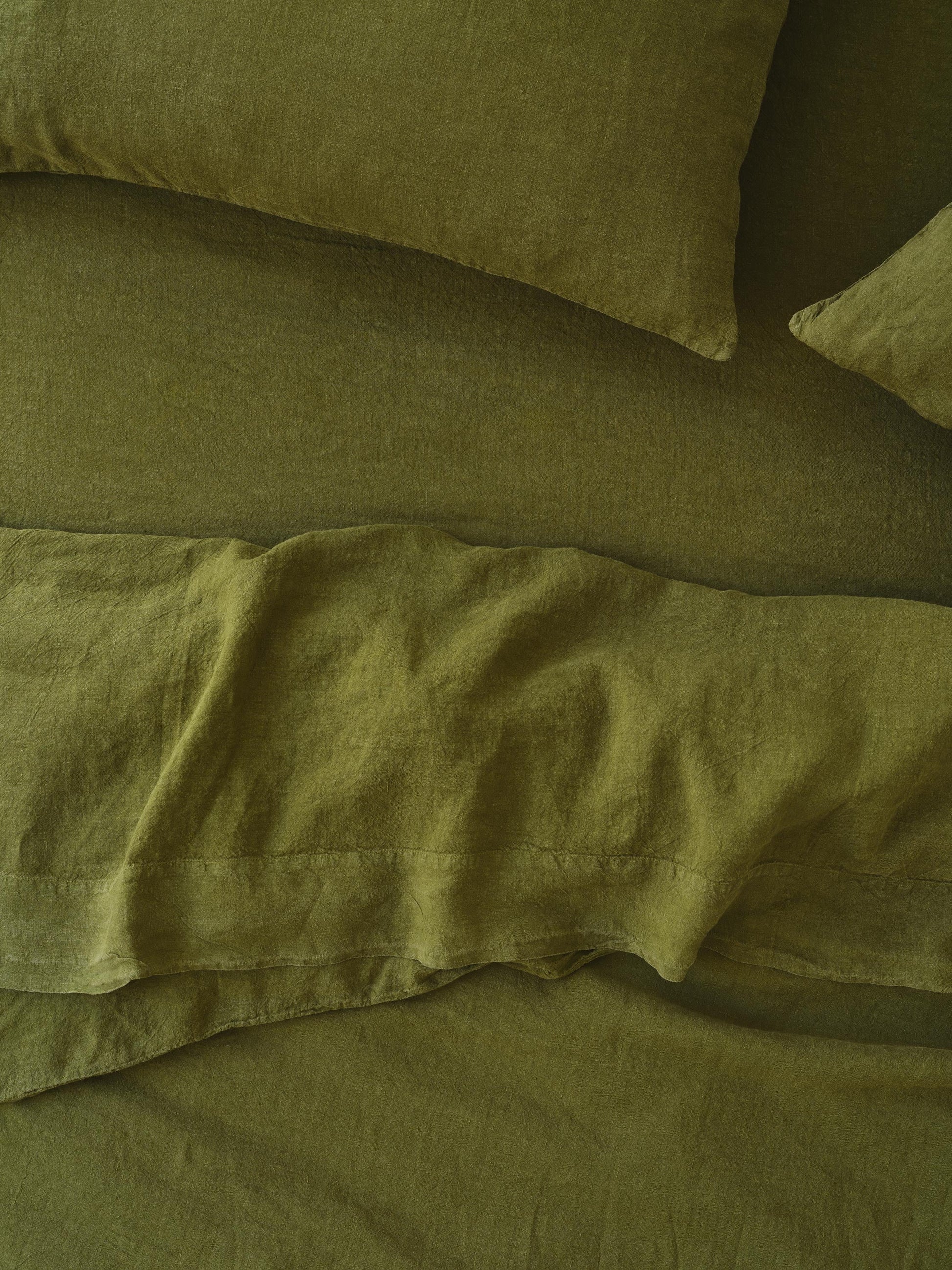 Botanical Green 100% Linen Fitted Sheet
