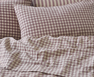 Elderberry Gingham Linen Blend Pillowcases (Pair)