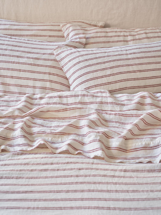 Rhubarb Kemptown Stripe Linen Blend Pillowcase (Pair)