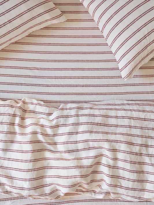 Rhubarb Kemptown Stripe Linen Blend Fitted Sheet
