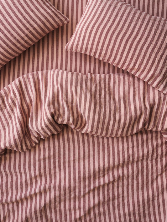 Rhubarb & Rose Pembroke Stripe Linen Blend Duvet Cover