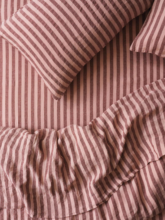 Rhubarb & Rose Pembroke Stripe Linen Blend Fitted Sheet