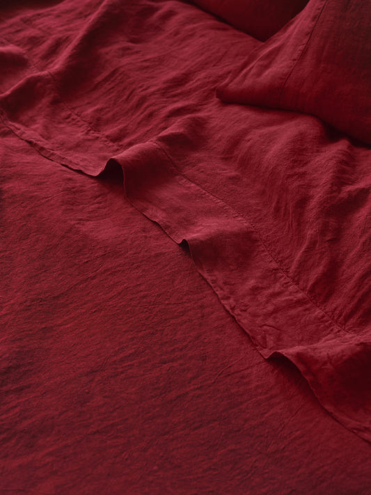 Rhubarb 100% Linen Flat Sheet