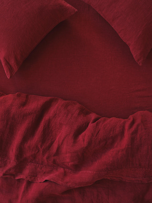 Rhubarb Linen Blend Fitted Sheet