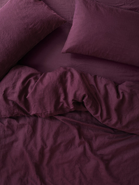 Berry 100% Linen Duvet Cover