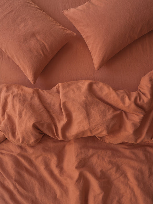 Burnt Orange Linen Blend Duvet Cover