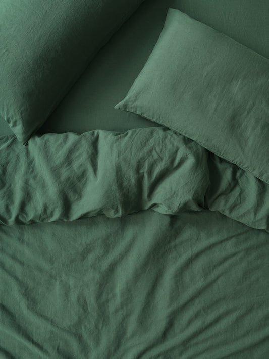 Elm Green Linen Blend Duvet Cover