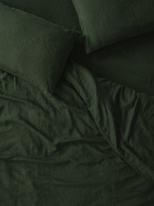 Fern Green 100% Linen Duvet Cover