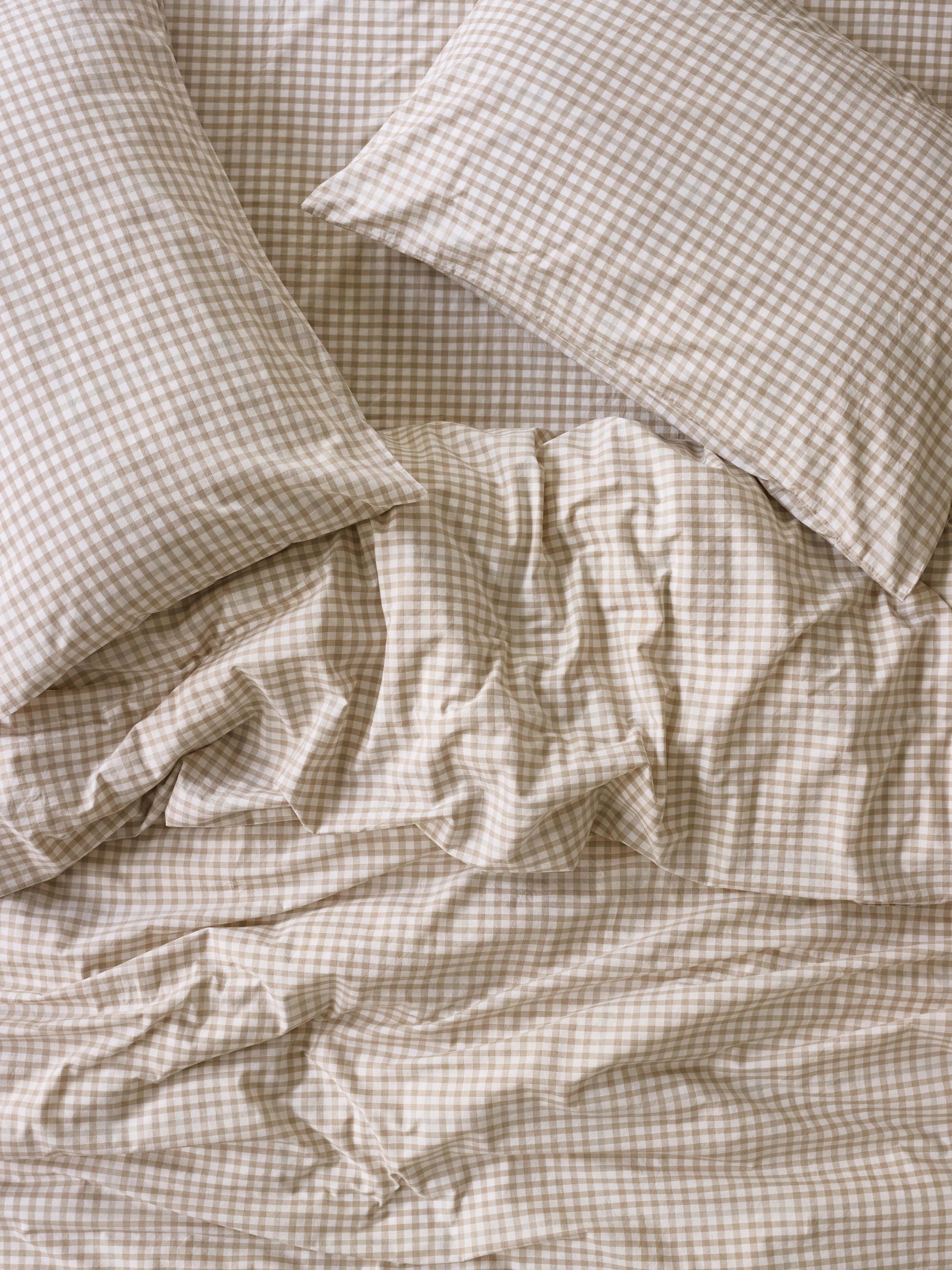 Cafe au Lait Small Gingham Cotton Duvet Cover