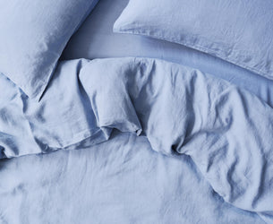 Celeste Blue Linen Blend Duvet Cover