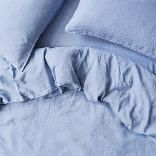 Celeste Blue Linen Blend Duvet Cover