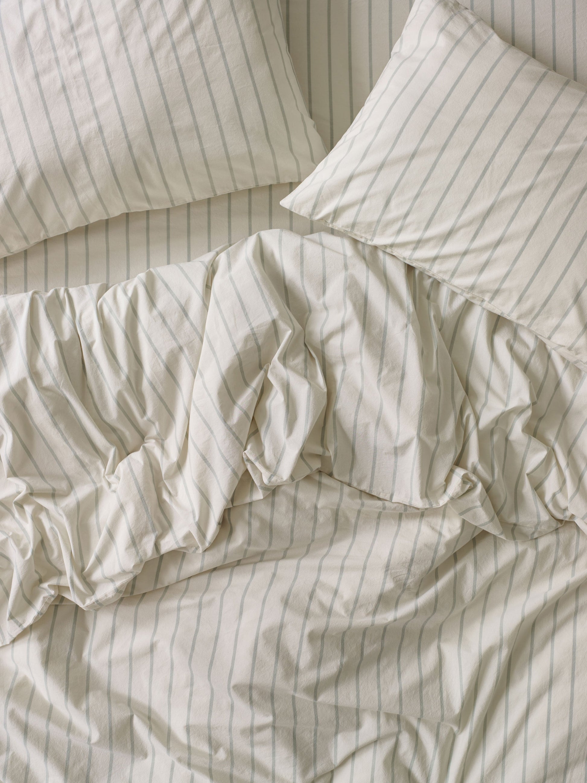 Mellow Green Slumber Stripe Cotton Duvet Cover